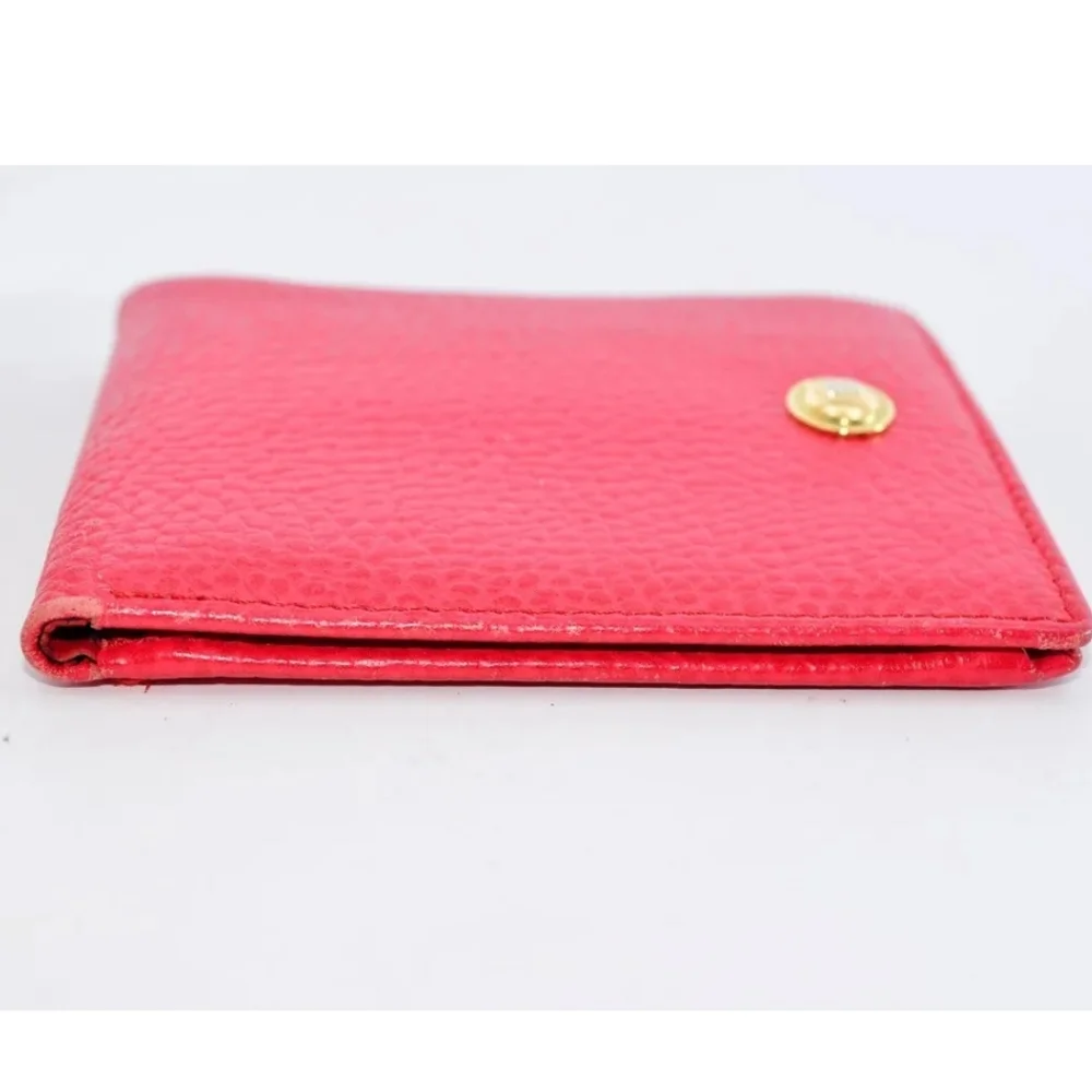 CHRISTIAN DIOR LOG PLATE BIFOLD RED LEATHER WALLET